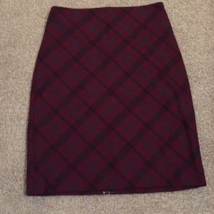 Express mini skirt, burgundy/red plaid
